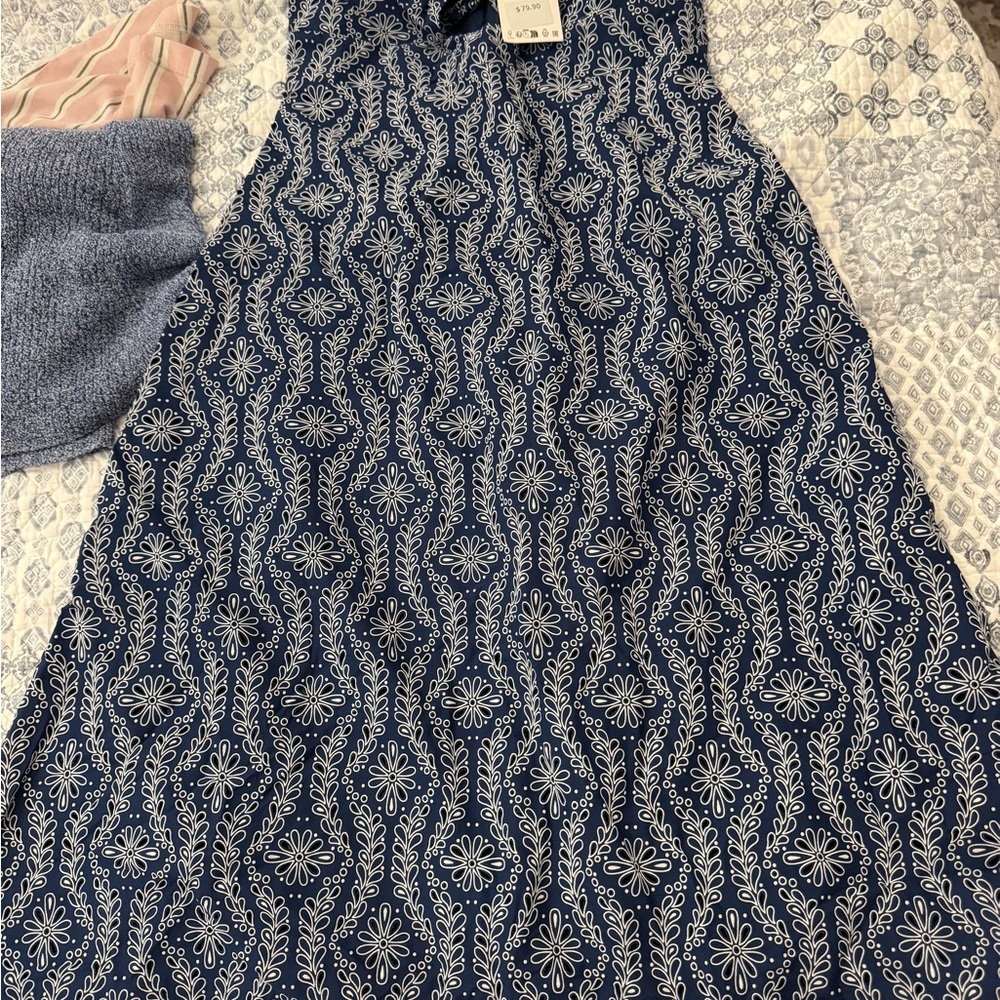 Zara Blue and White Midi Dress